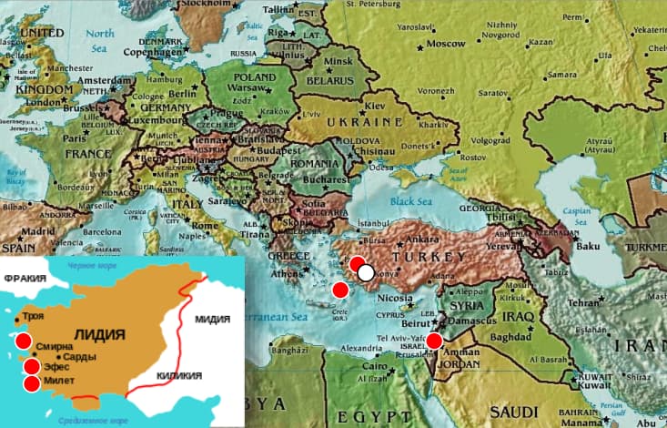 Карта служения Иоанна Богослова