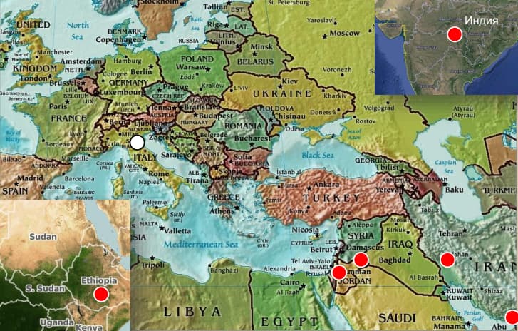 Карта служения апостола Матфея